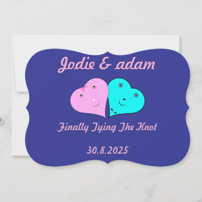 funny mr & mrs hearts  invitation (Front)