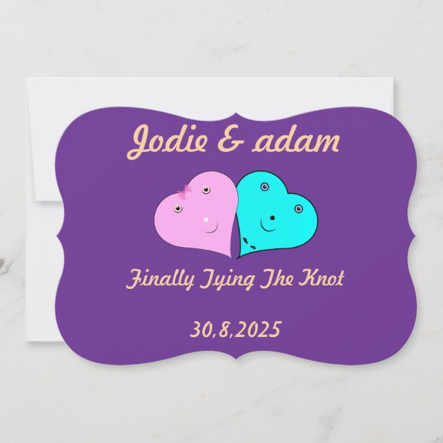 funny mr & mrs hearts  invitation (Front)