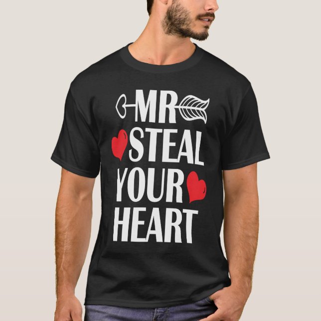 Funny Mr Steal Your Heart Valentines Day Boys Kids T-Shirt (Front)