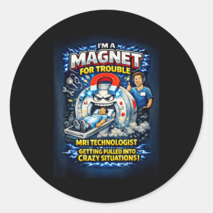 Funny mri technologist  classic round sticker