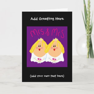 Funny Mrs and Mrs Lesbian wedding card - eggheads
