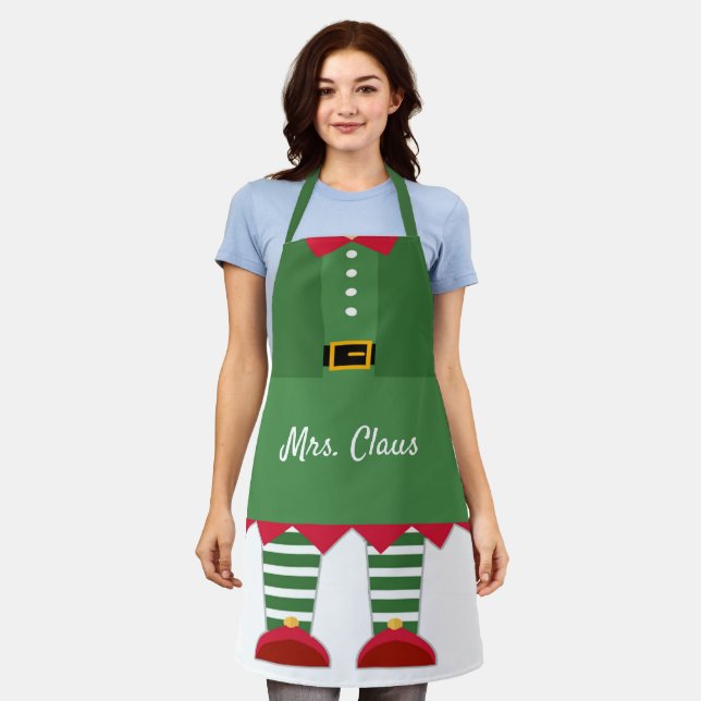 Funny Mrs. Claus Christmas Green and Red Custom Apron (Worn)