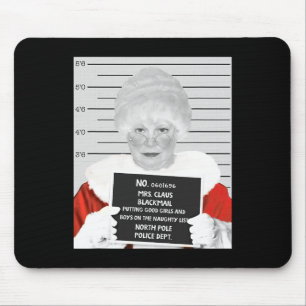 Funny Mrs. Claus Mugshot Jailed Arrested On Christ Mouse Mat