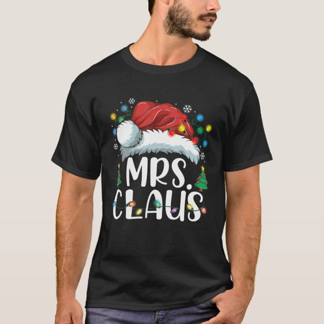 Funny Mrs. Claus Santa Hat Christmas Matching Coup T-Shirt (Front)