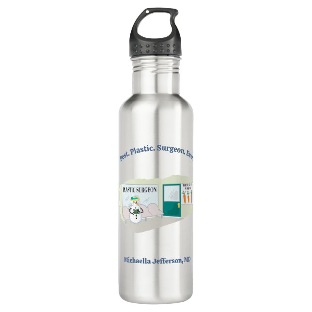 Funny Ms Frosty at plastic surgeon cartoon 710 Ml Water Bottle (Front)
