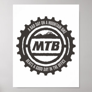 Funny Mtb, D Day On A Mountain Bike, Downhill Biki Poster