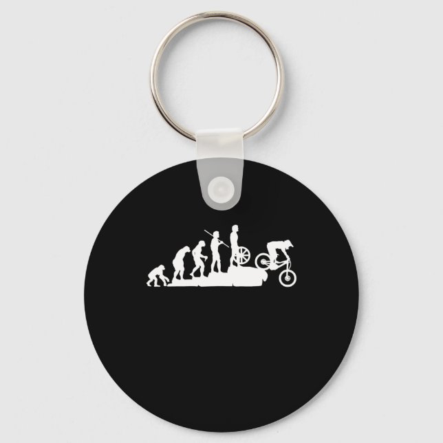 Funny MTB Mountain Biking Evolution Downhill Key Ring (Front)