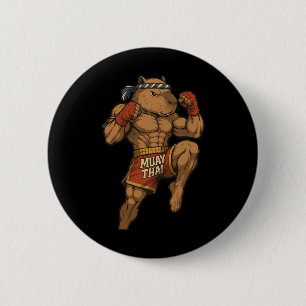Funny Muay Thai Capybara Thai Boxing Martial Arts 6 Cm Round Badge
