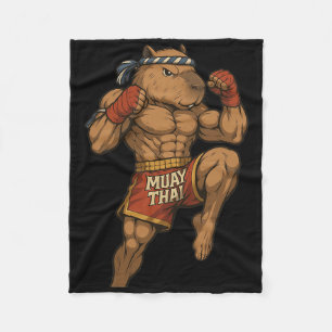 Funny Muay Thai Capybara Thai Boxing Martial Arts Fleece Blanket