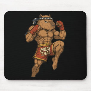 Funny Muay Thai Capybara Thai Boxing Martial Arts Mouse Mat