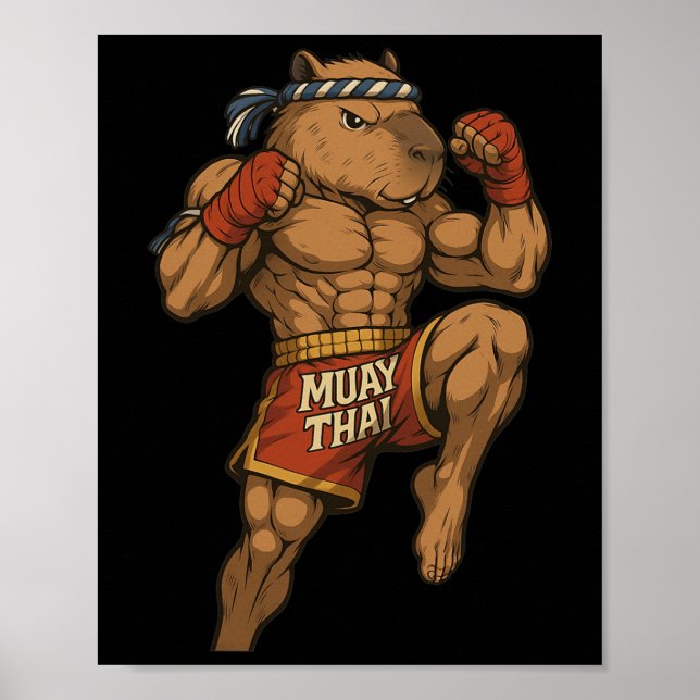Funny Muay Thai Capybara Thai Boxing Martial Arts  Poster (Front)