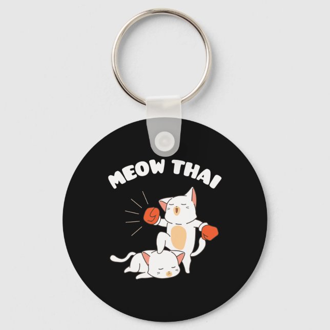 Funny Muay Thai Cats Thai Boxing Fighter Gift  Key Ring (Front)