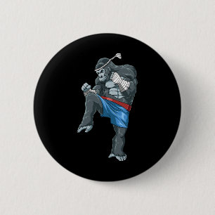 Funny Muay Thai Gorilla - Thai Boxing 6 Cm Round Badge