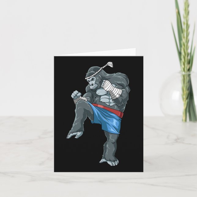 Funny Muay Thai Gorilla - Thai Boxing  Card (Front)