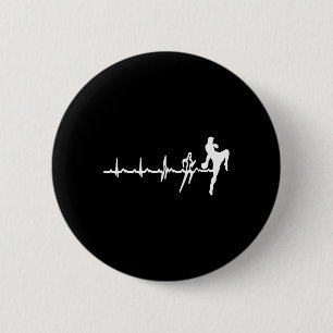 Funny Muay Thai Heartbeat Heart Kickboxing Love Gi 6 Cm Round Badge