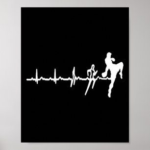 Funny Muay Thai Heartbeat Heart Kickboxing Love Gi Poster