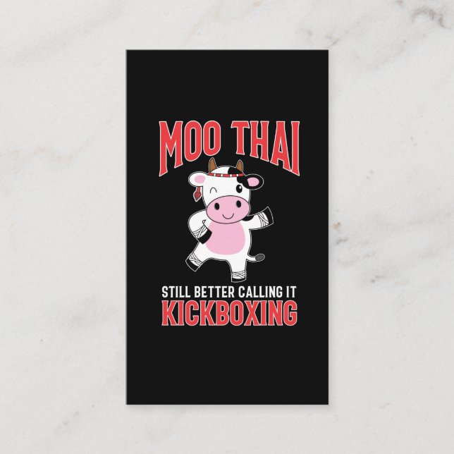 Funny Muay Thai Martial Arts Cow Kickboxing Business Card (Front)