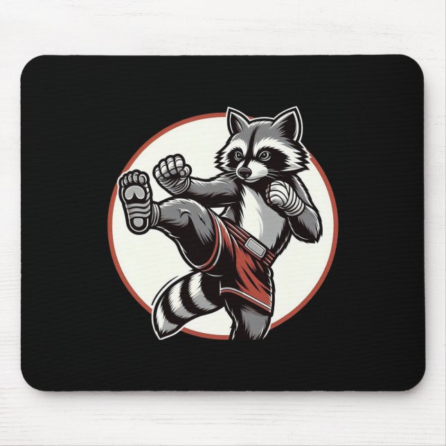 Funny Muay Thai Racoon Thai Boxing Martial Arts  Mouse Mat (Front)