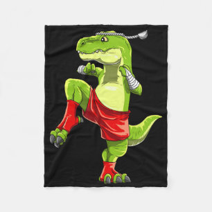 Funny Muay Thai T-rex - Thai Boxing Fleece Blanket
