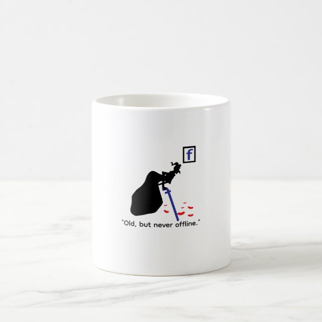 Funny mug about social media, humorous mug,  (Center)