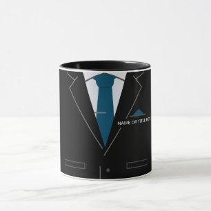 Funny Mug Business Black Suit Add Your Name Title