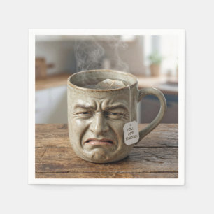 Funny Mug Face with Tea Bag and Quote Napkin