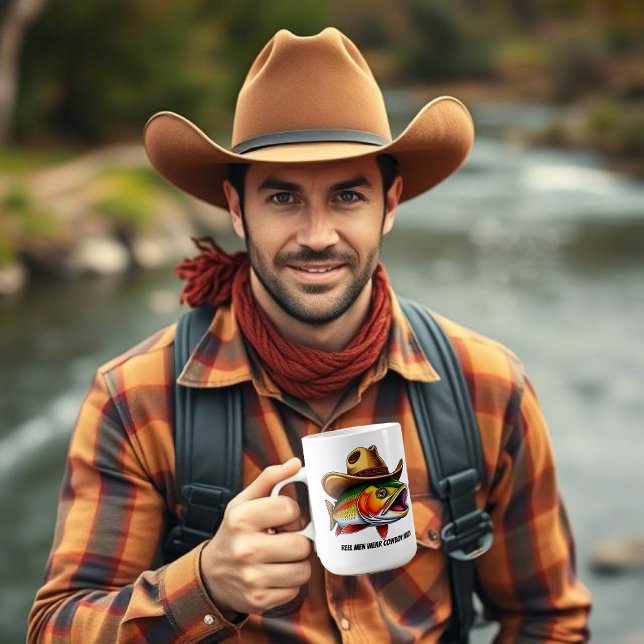 Funny Mug For Him-Fish with a Cowboy Hat (Funny Gift for him-Fish Wearing a Cowboy Hat Coffee Mug )