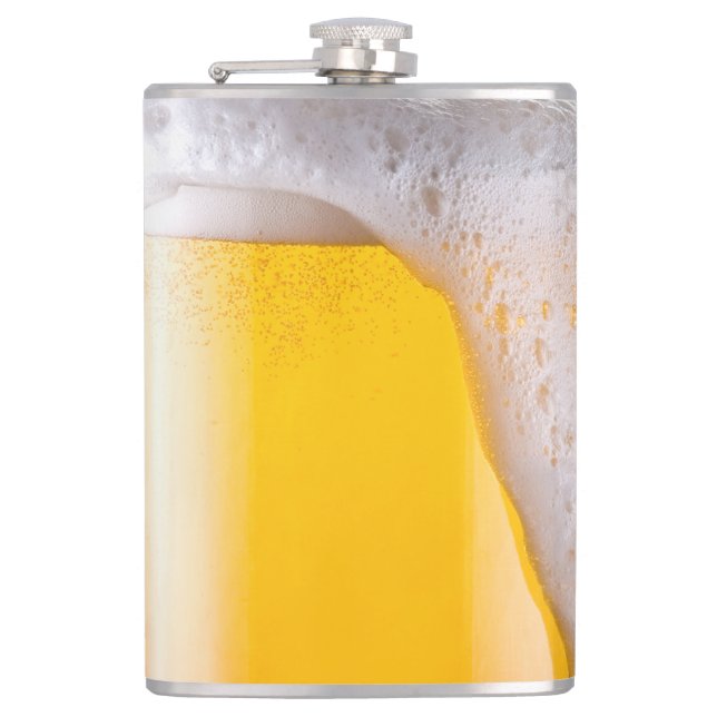Funny Mug of Beer Optical Illusion Hip Flask (Front)