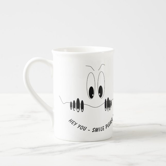 Funny Mug with Curiosity Eyes - Custom Text (Left)