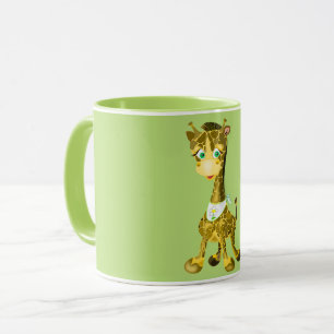 Funny Mug with Happy Baby Giraffe - Choose Colour