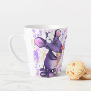 Funny Mug with Happy Purple Mouse Eat Ice Cream