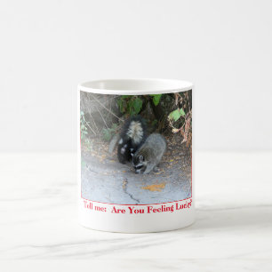 Funny mug with photo of racoon and skunk