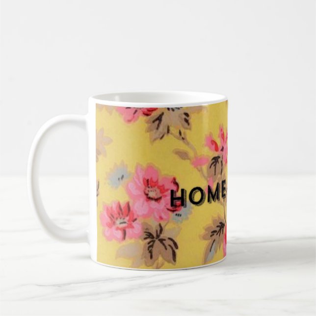 Funny mug yellow vintage floral (Left)