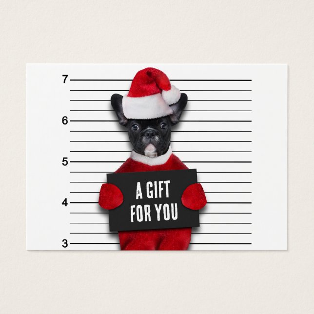 Funny Mugshot Bad Santa's Dog Christmas Gift Card (Front)