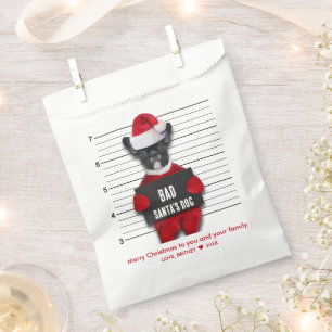 Funny Mugshot Christmas Bad Santa's Dog Favour Bags