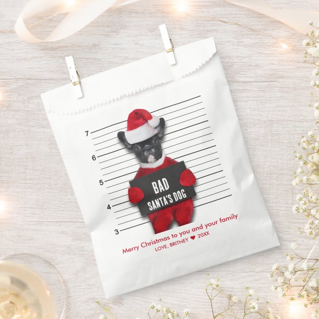 Funny Mugshot Christmas Bad Santa's Dog Favour Bags (Clipped)