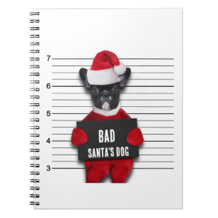 Funny Mugshot Christmas Bad Santa's Dog Notebook