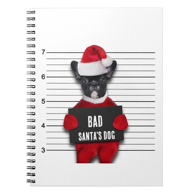 Funny Mugshot Christmas Bad Santa's Dog Notebook (Front)