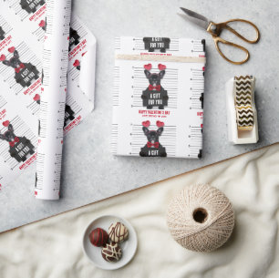 Funny Mugshot Guilty Love Dog Valentine's Day Wrapping Paper