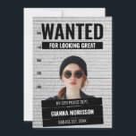 Funny Mugshot Wanted Poster Custom Name & Text  Holiday Card<br><div class="desc">Funny Mugshot Wanted Poster Custom Name & Text Birthday Card. Customize the card by clicking "Personalize this template". To change the font and colors use "Edit using design tool". PHOTO ADVICE: 1. Remove background from your photo, using a free background remover. 2. For optimal outcome, select a photo with the...</div>