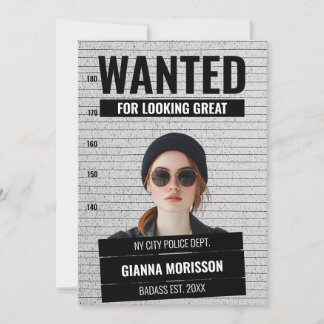 Funny Mugshot Wanted Poster Custom Name & Text  Holiday Card