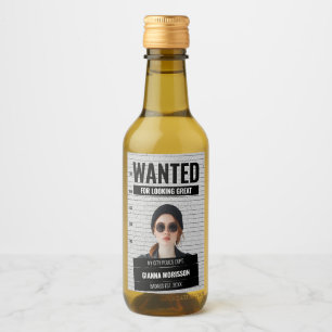 Funny Mugshot Wanted Poster Custom Name & Text Wine Label