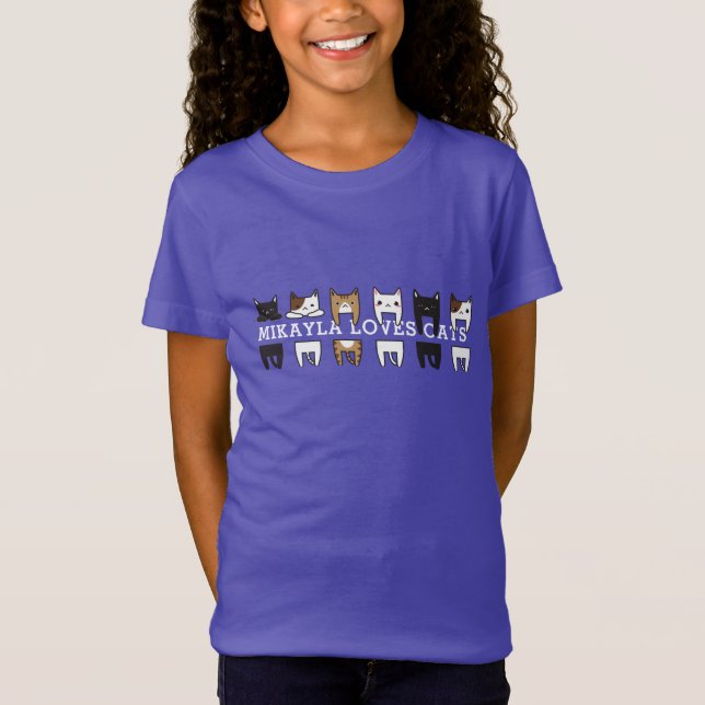 Funny Multicolor Cat Frame T-Shirt (Front)