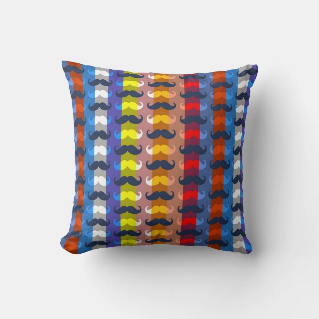 Funny Multicolor Moustache Stripe Pattern Cushion (Front)