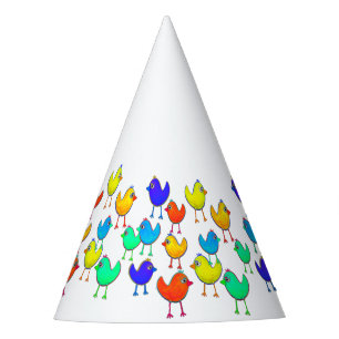 Funny Multicolored Birds Party Hat