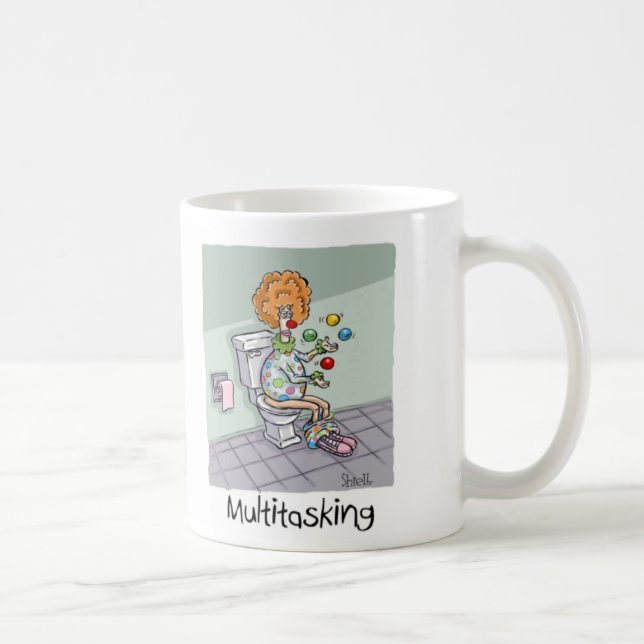 Funny Multitasking Clown Cards and Gifts Coffee Mug (Right)