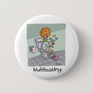 Funny Multitasking Juggling Clown Cards and Gifts 6 Cm Round Badge