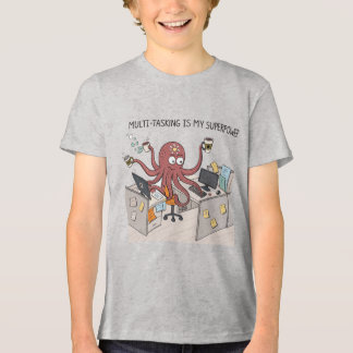 Funny Multitasking Octopus | Office Humour Cartoon Tri-Blend Shirt