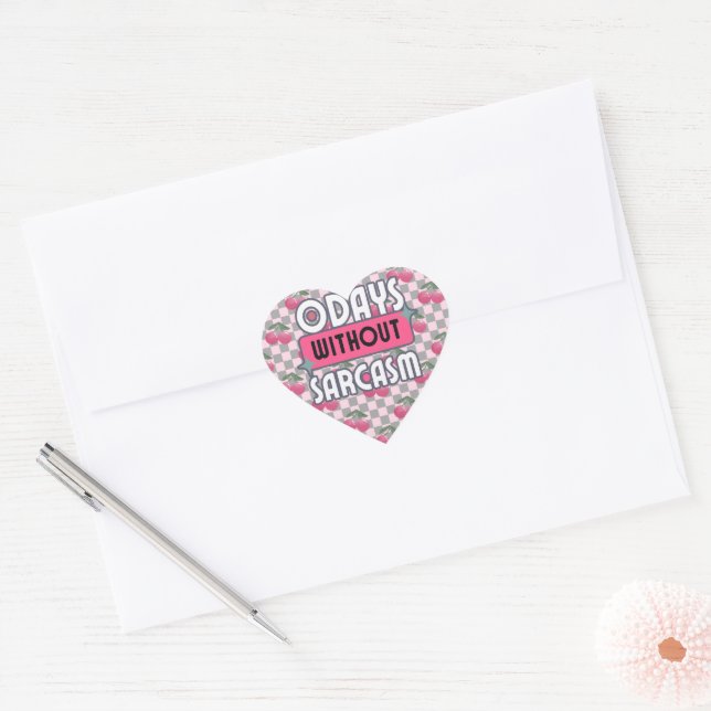 Funny Mum 0 Days without Sarcasm  Heart Sticker (Envelope)