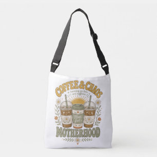 Funny Mum Coffee Floral Illustration Crossbody Bag